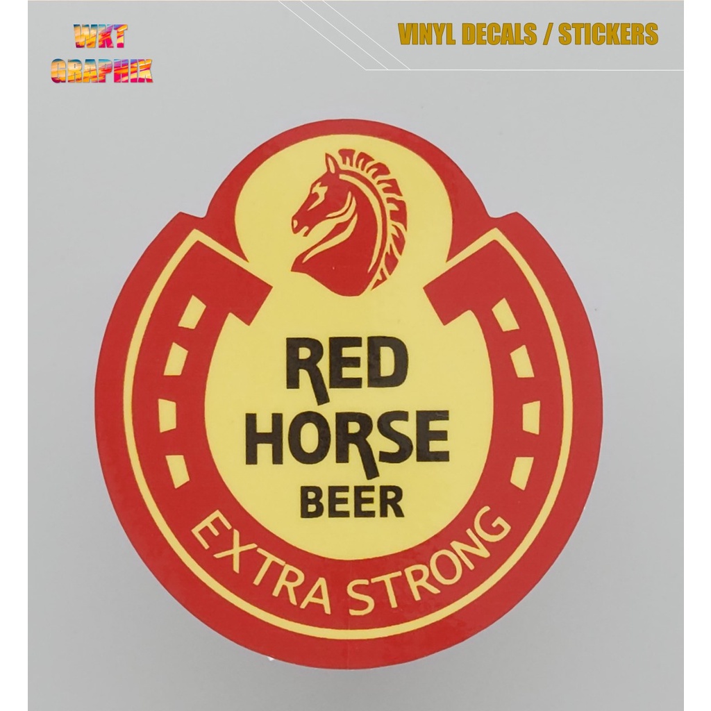 RED HORSE Logo Sticker (Vinyl waterproof, Glossy, Laminated) Shopee
