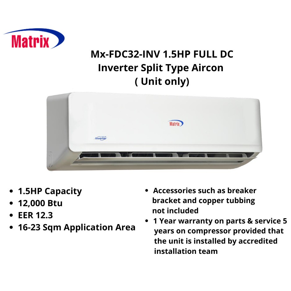 Matrix Inverter Aircon – Affordable Split type Inverter Aircon 10 ...