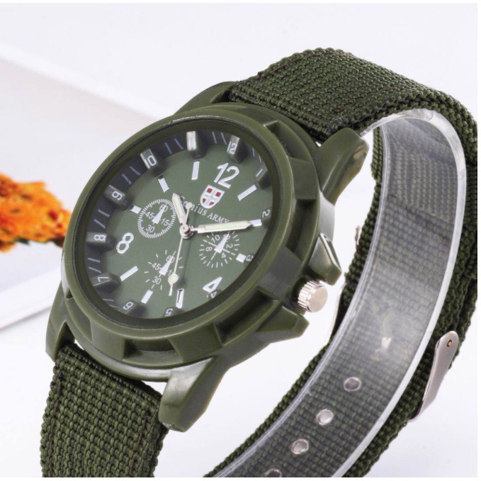 ▥▲SESE Gemius Military Analog Watch Unisex fashion Canvas Waterproof Watch Canvas-belt StrapWaterpro