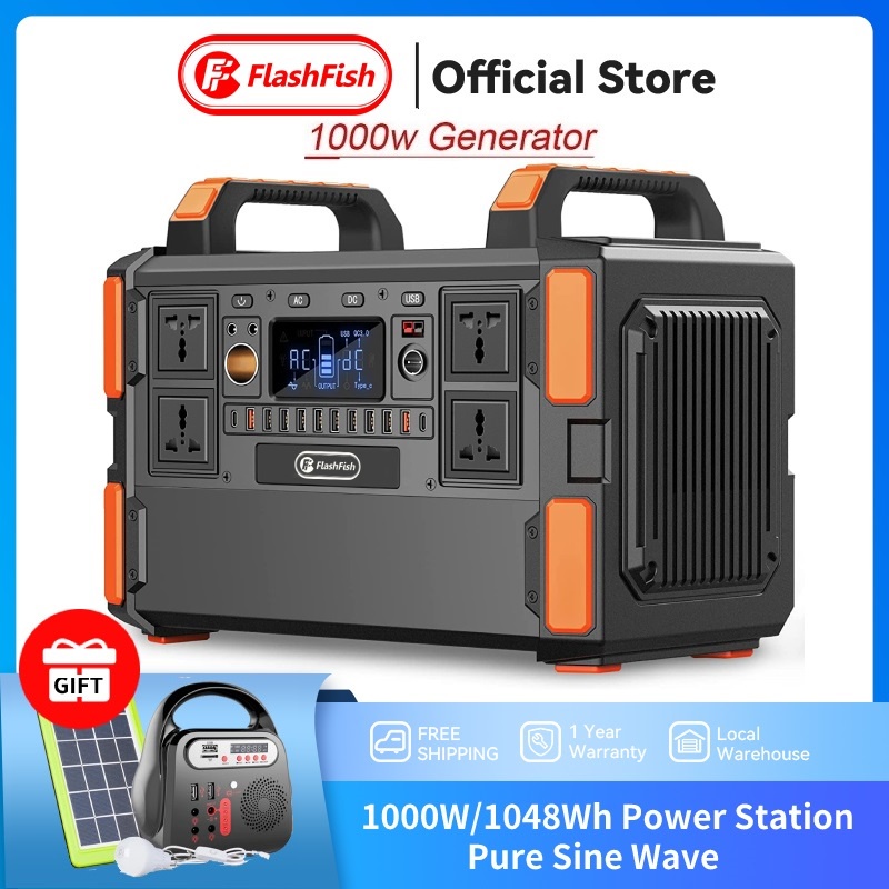 Flashfish 1000W Portable Power Station 1048Wh Solar Generator LiFePO4