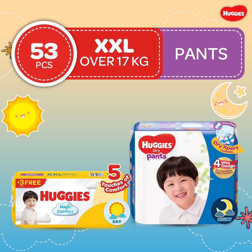 Day and Night Bundle XXL Huggies Magic Comfort Jumbo 31 pcs & Huggies