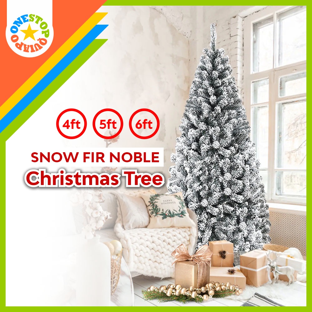 OSQ 4ft/5ft/6ft High Quality Snow Noble Fir Tree Metal Stand Christmas