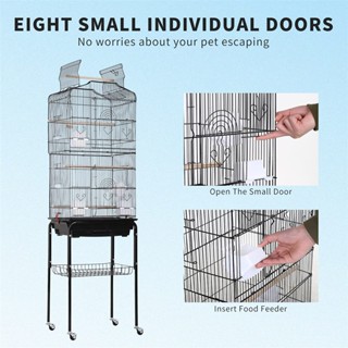 64-Inch Open Standing Bird Cage with Rolling Stand for Parrots Lovebirds Parakeets Cockatiel Medium #3