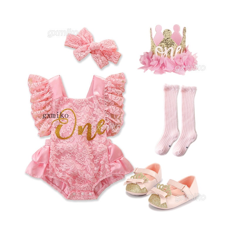 2pcs Set Dress for Baby Girl 3 6 8 12 Months Pink Lace Onesies for Baby
