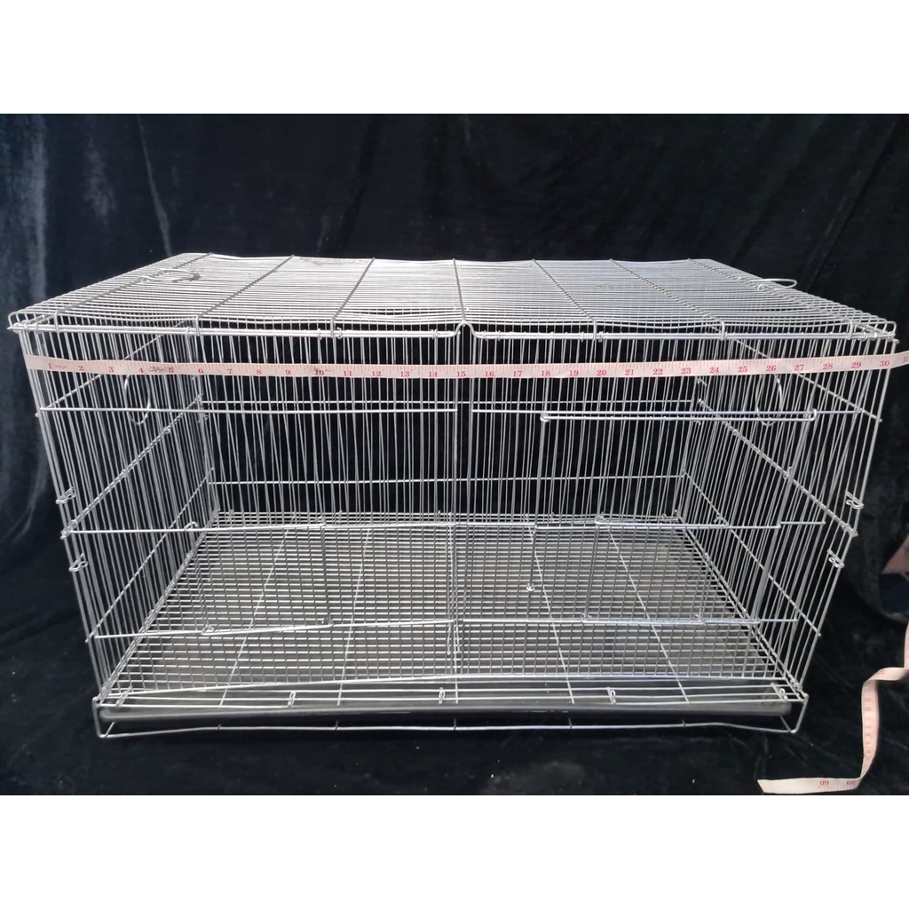 Galvanise collapsable double cage with divider and pooptray for all types of pet L30xW17xH18 INCHES #3