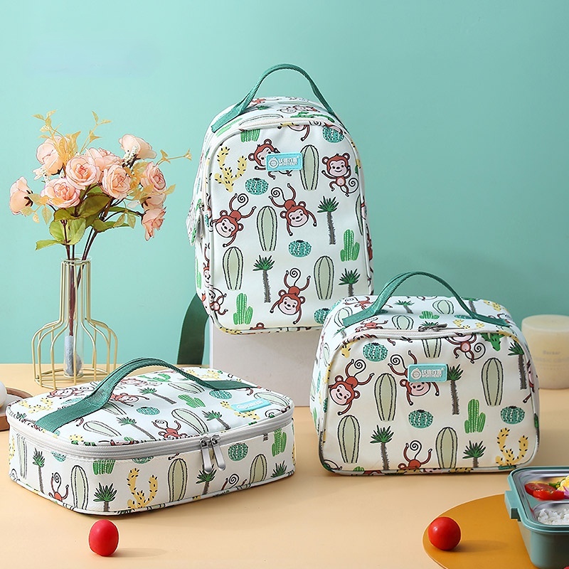 Cute Monkey Lunch Bag Portable Thermal Lunch Box Bag For Woman Kids