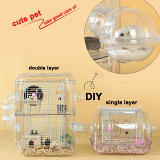 hamster cage luxurious single/double layer with Running Wheel Water Bottle Food Basin hamster house