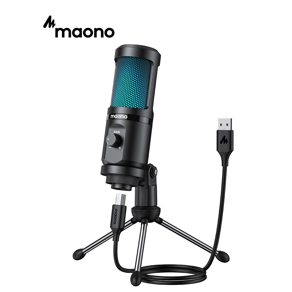 Maono AUPM461TR RGB USB Microphone Cardioid Condenser Mic Desktop Gaming Microphone with Mic