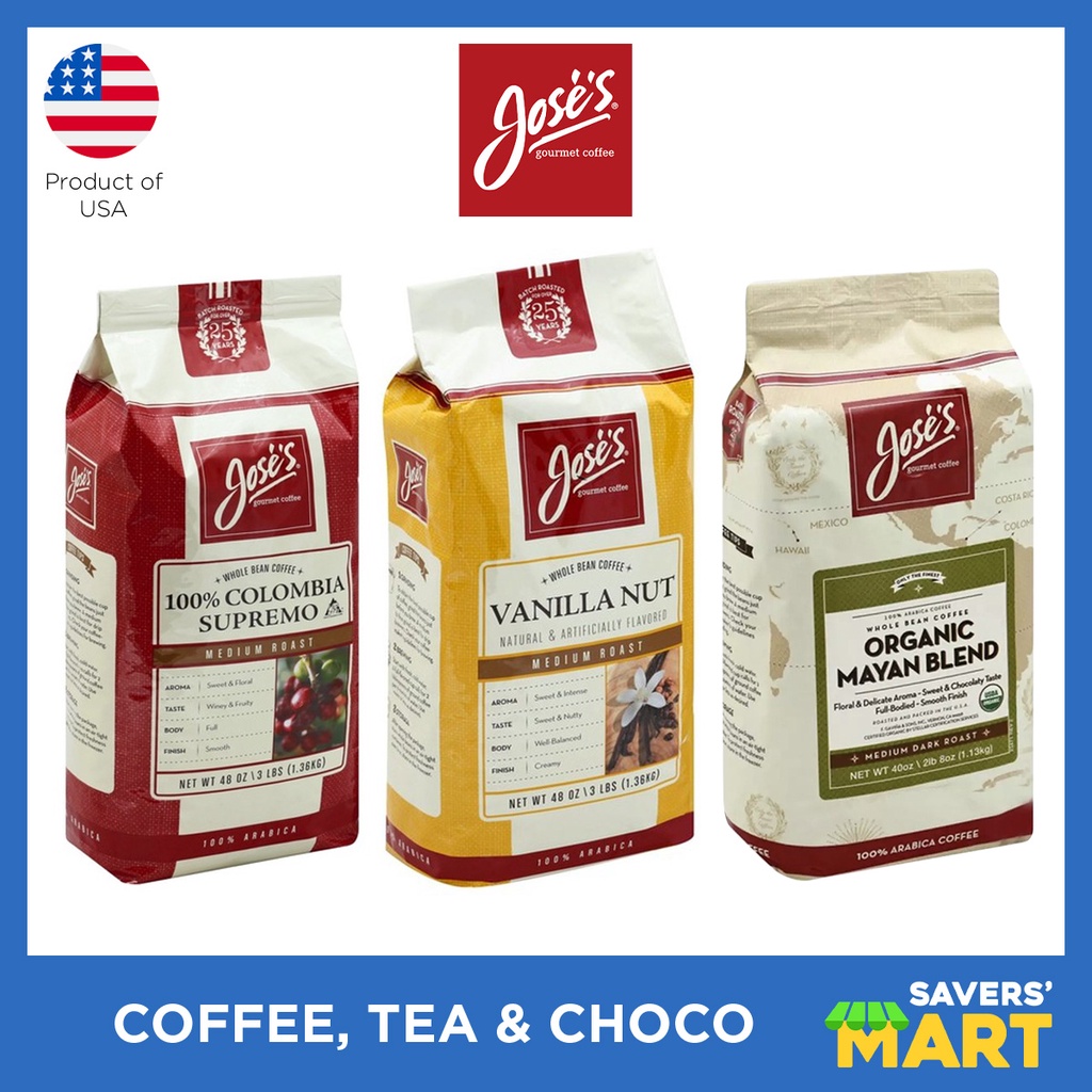 Jose's Gourmet Coffee Whole Bean (100 Columbia Supremo, Vanilla Nut