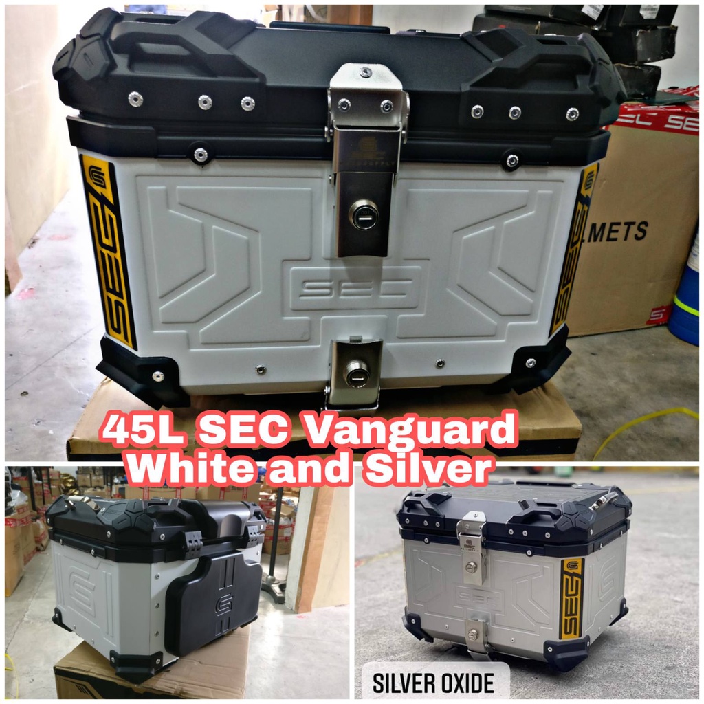 SEC ALLOY TOP BOX 45L NEW DESIGNS (ORIGINAL SEC) with backrest and base ...