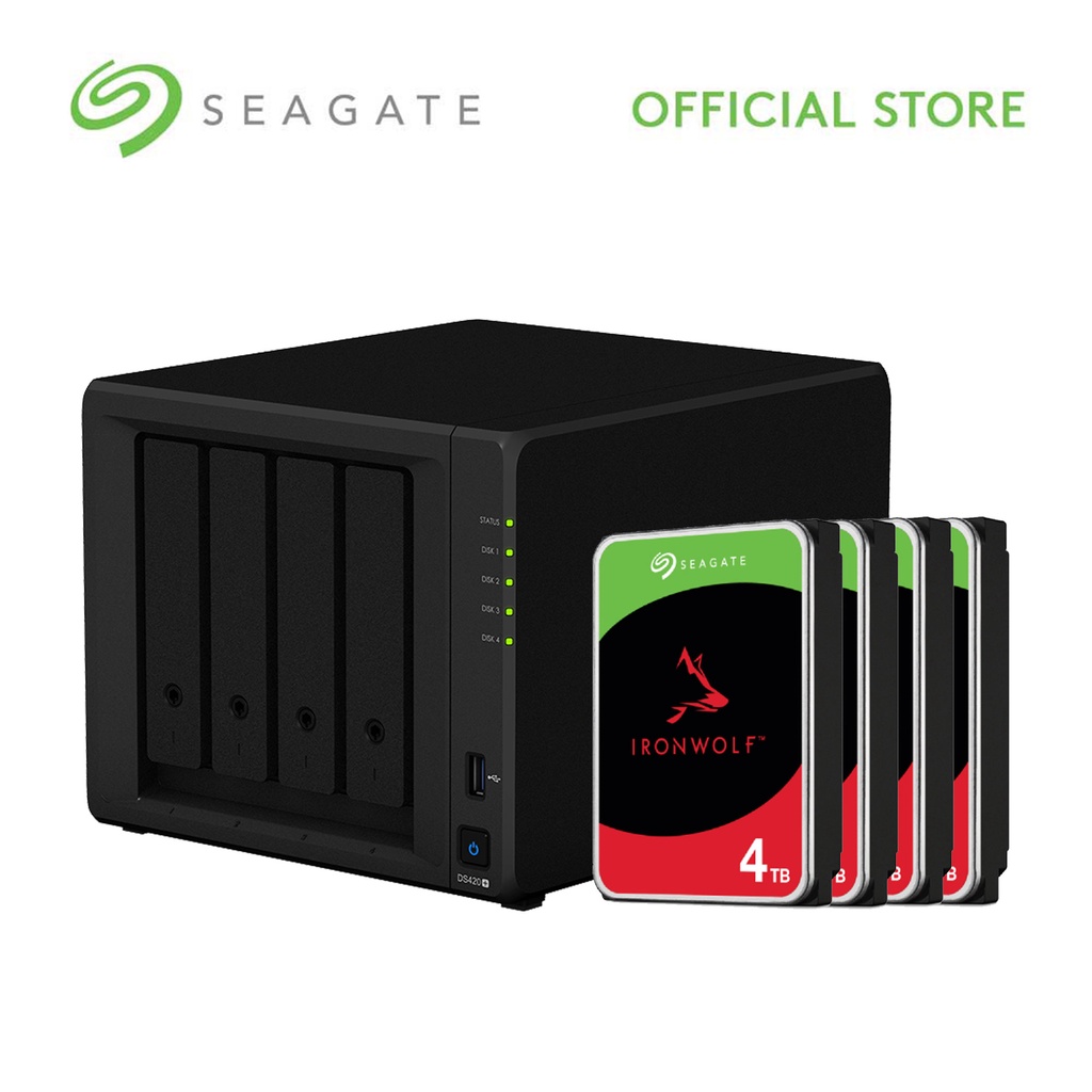 Synology Diskstation Ds420 With 4x Seagate Ironwolf 4tb St4000vn008 Nas Internal Hard Disk 8732