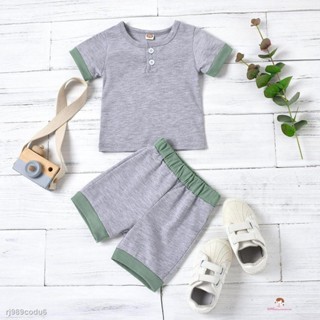 XZQ7-0-18 Months Newborn Baby Boys 2-piece Outfit Set Short Sleeve Color Block Tops+Shorts Set for #3