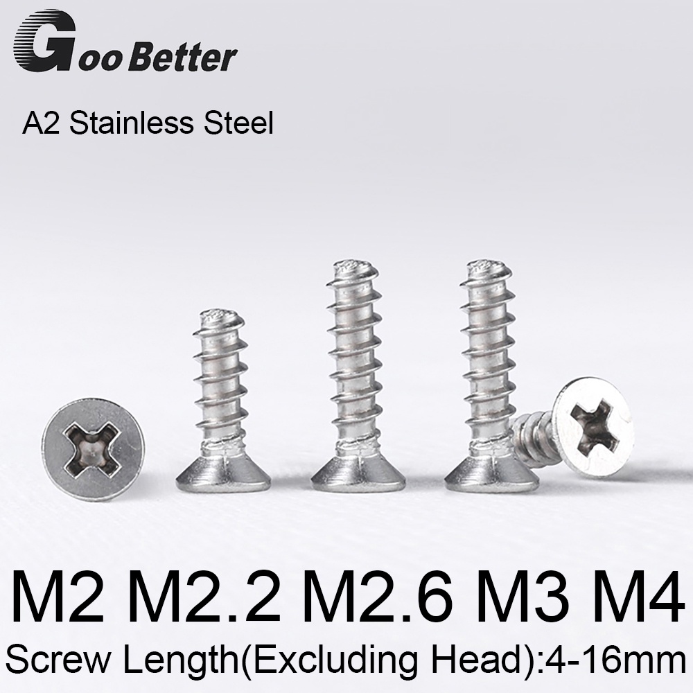 M2 To M4 Countersunk Self Tapping Screws 304 Stainless Steel A2