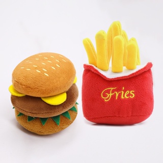 New in stockFrench Fries Burger Plush Dog Toys Funny Interacative Squeak Chew Bite Puppies Toy Pets