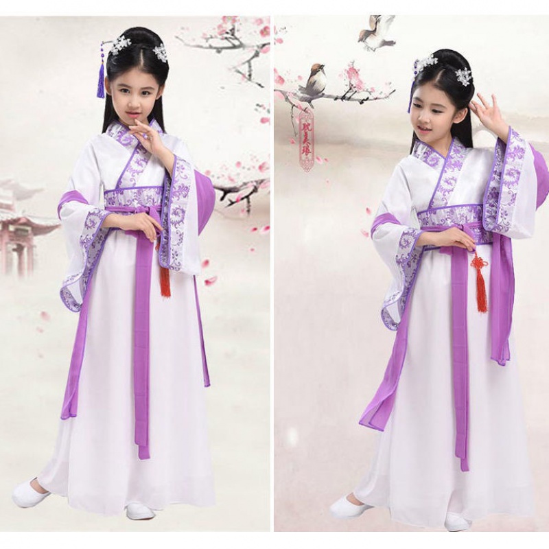 Available in Stock kids chinese Hanfu for girls Ancient Costume Girls' Han Chinese Costume Summer 9-Year-Old Fairy Princess Dress Performance Wear Little Girl Ancient Clothes