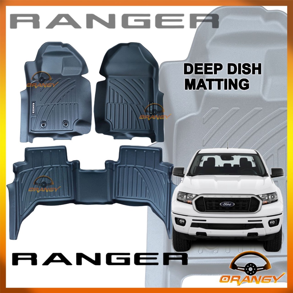 Ford Ranger 2012 to 2022 OEM TPE / 7D / EXCELLENT Deep Dish Matting 2016 2017 2018 2019 2020