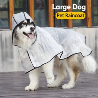 Transparent Raincoat With Hat For Dogs Soft Scrub Pet Raincoat For Large Dog