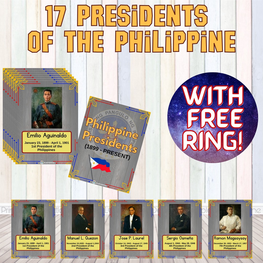 17 PRESIDENTS OF THE PHILIPPINES Flashcards EDUCATIONAL LAMINATED ...