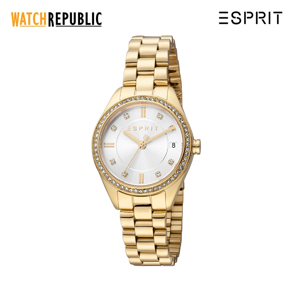 Esprit Alia Date Gold Stainless Steel Analog Quartz Watch For Women EES1L341M0075 Shopee