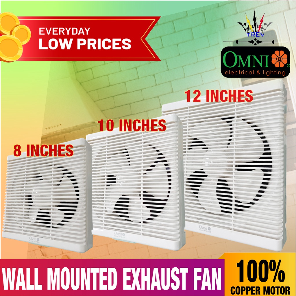 TREV Omni Wall Mounted Exhaust Fan 8Inch 10Inch 12 Inch XFW2008