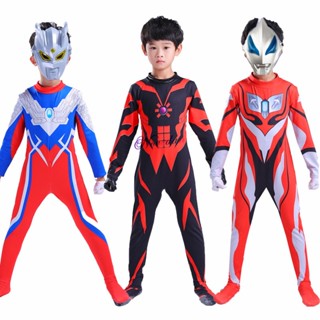 Boy Ultraman Superheroes Cape Mask Jumpsuit Suit Geed Tiga Belial Ginga Zero Halloween Costume For K #6