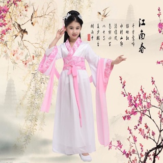 Available in Stock kids chinese Hanfu for girls Ancient Costume Girls' Han Chinese Costume Summer 9-Year-Old Fairy Princess Dress Performance Wear Little Girl Ancient Clothes #4