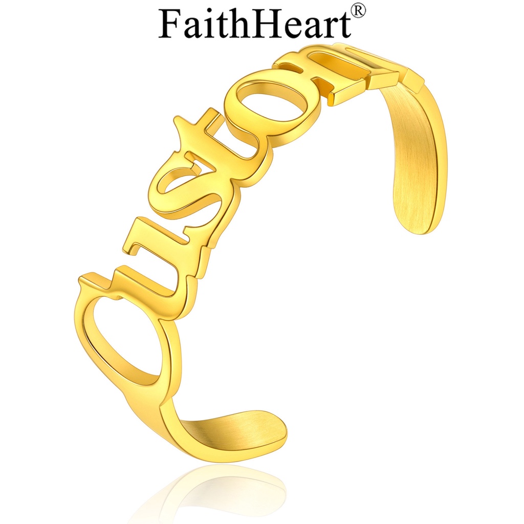 FaithHeart Personalized Promise Ring Stainless Steel/18K Gold Plated