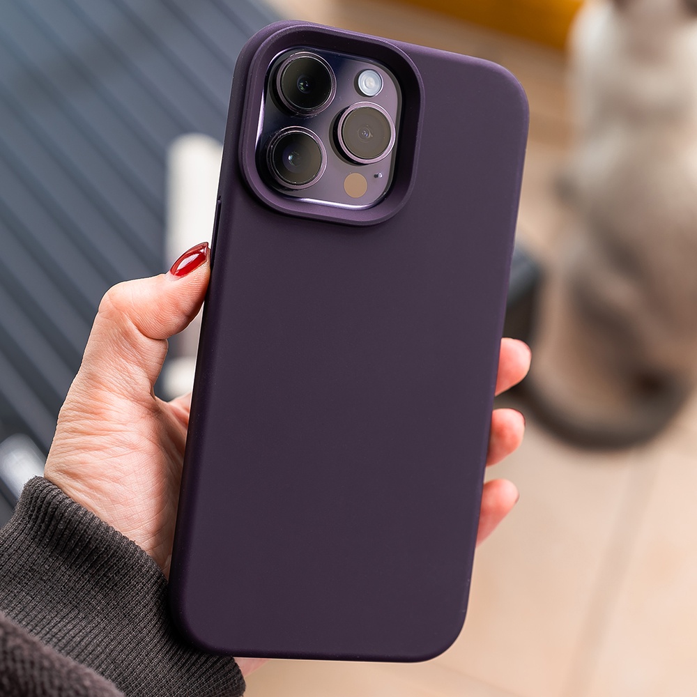 Simple Solid Color Phone Case for IPhone14 Purple Liquid Silicone