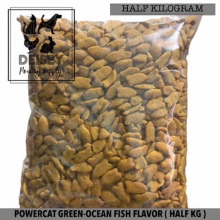 Powercat Halal Certified Organic Cat Food - Green / Fresh Ocean Fish Flavor (Half Kg)`