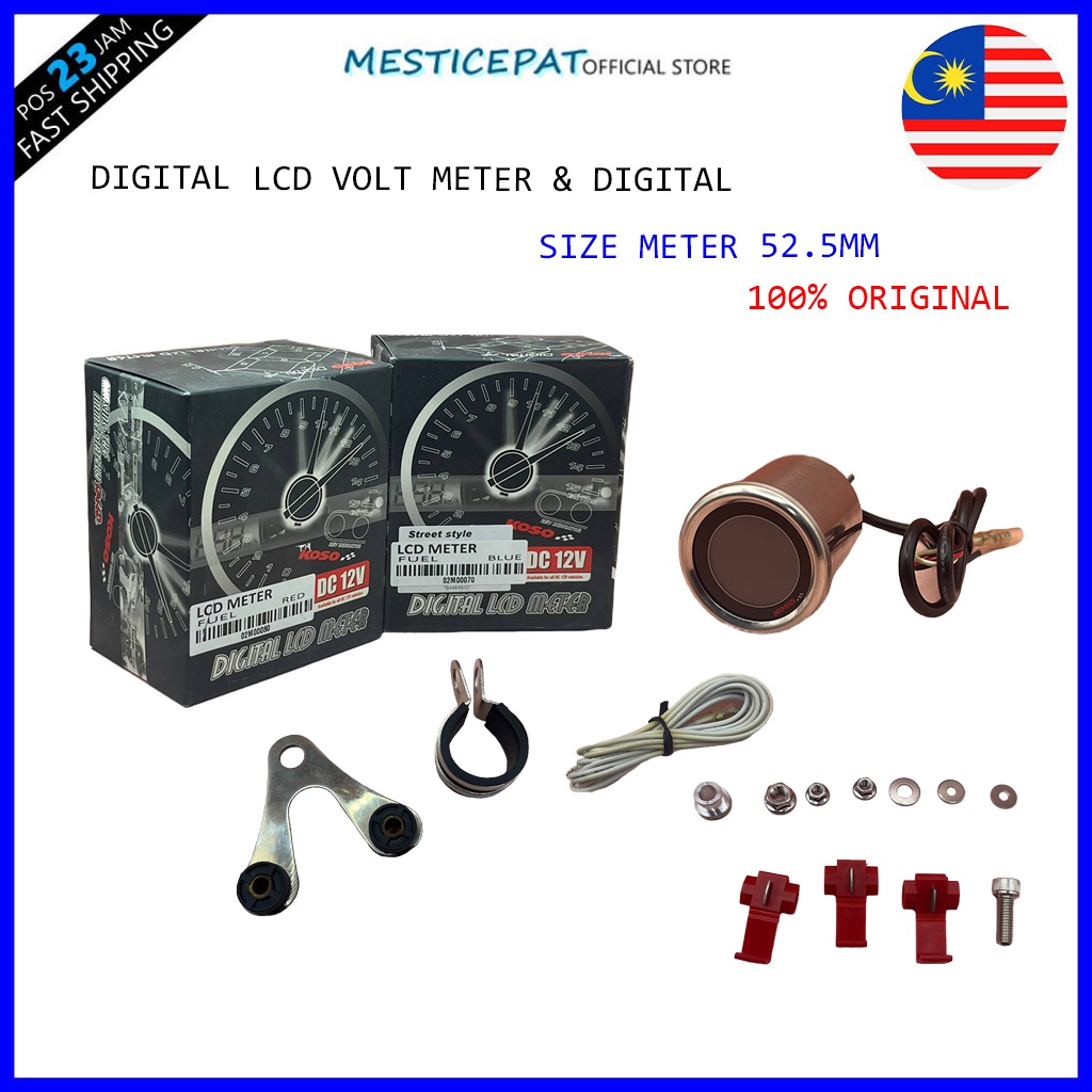 KOSO DIGITAL LCD VOLT METER & DIGITAL LCD FUEL METER KOSO (SIZE METER