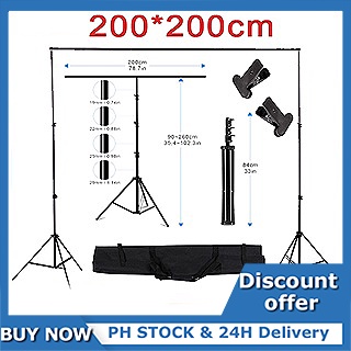 【COD】200cm x 200cm /6ft. x 6ft Heavy Duty Background Stand Backdrop Support System Kit with Carry #1