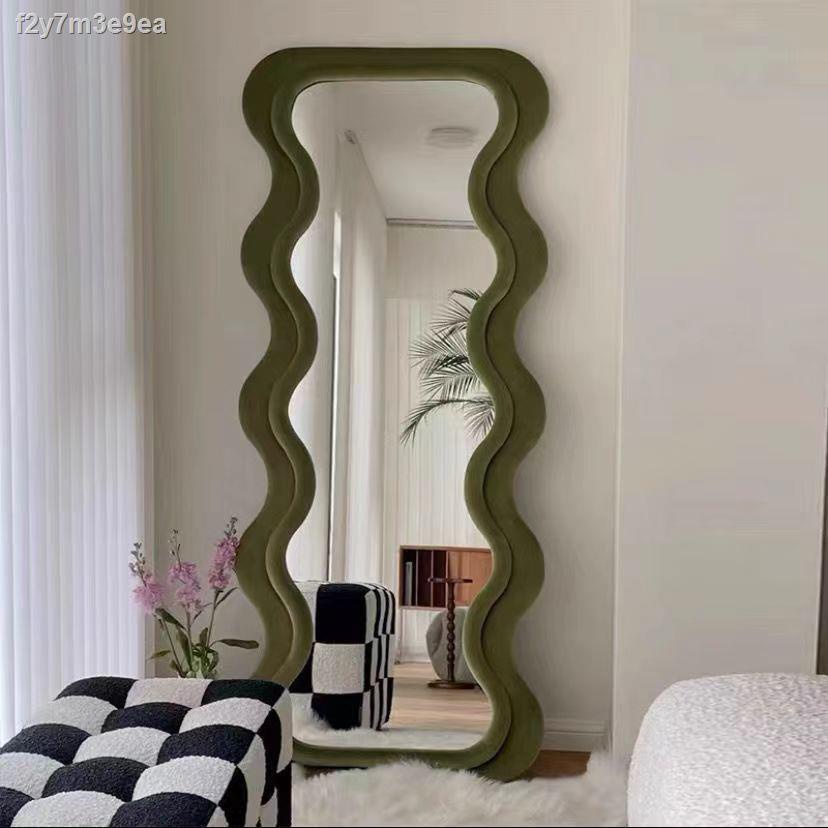 ▽Wave full-length mirror cream dressing mirror net red against the wall home bedroom living room w