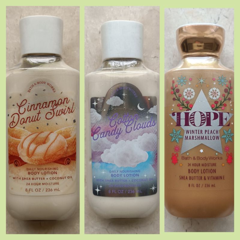 Bath & Body Works Lotion 236ml Cotton Candy Clouds Cinnamon Donut