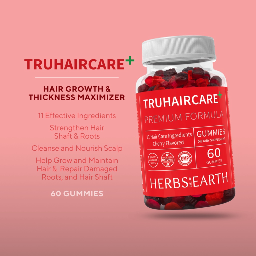 TruHairCare+ Hair Growth and Thickness Maximizer 60 Cherry Flavored Gummies  from Herbs of the Earth | Shopee Philippines