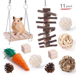▦▥✇Wooden Hamster Toy Grass Ball Set Bite resistant Molar Cleaning Tooth Interactive Games Props Pet
