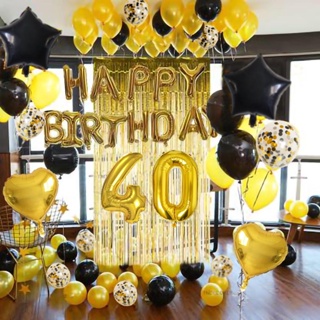 NEWIn stock▨60pcs Gold Black Balloons Happy Birthday Party Decorations Boy Man Woman 10th 12th 13th #6