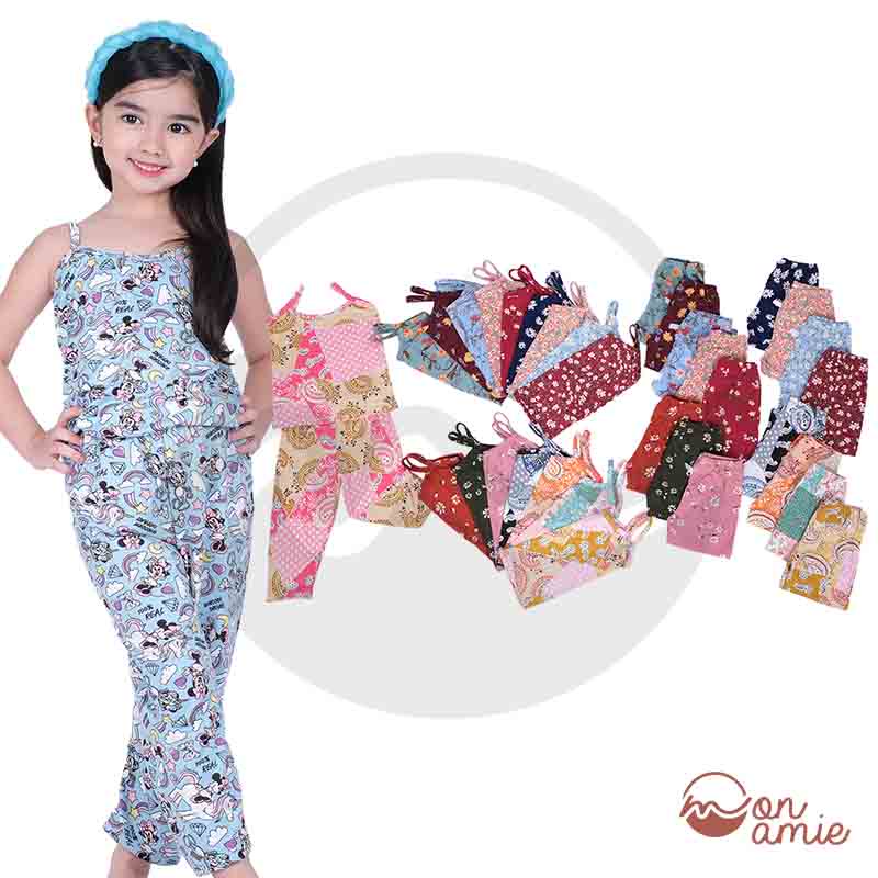 MONAMIE FASHION KIDS DANIE Cute Daily Baby Girl Spag Jogger Terno Pajama Sleepwear Pambahay 1101