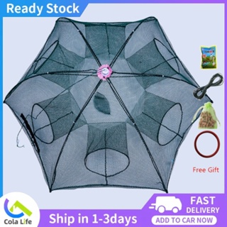 【Free gift】 6/8-hole folding umbrella fishing gear shrimp cage crab fish trap throwing net