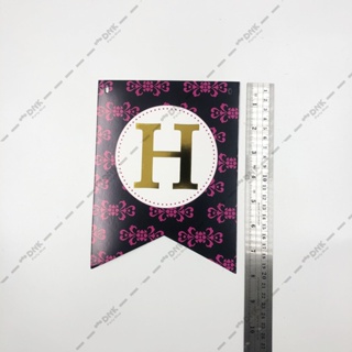﹍Cutout Flag Hanging Banner Pink Floral Pattern Theme Happy Birthday Letter Classy Banderitas Bunt #2