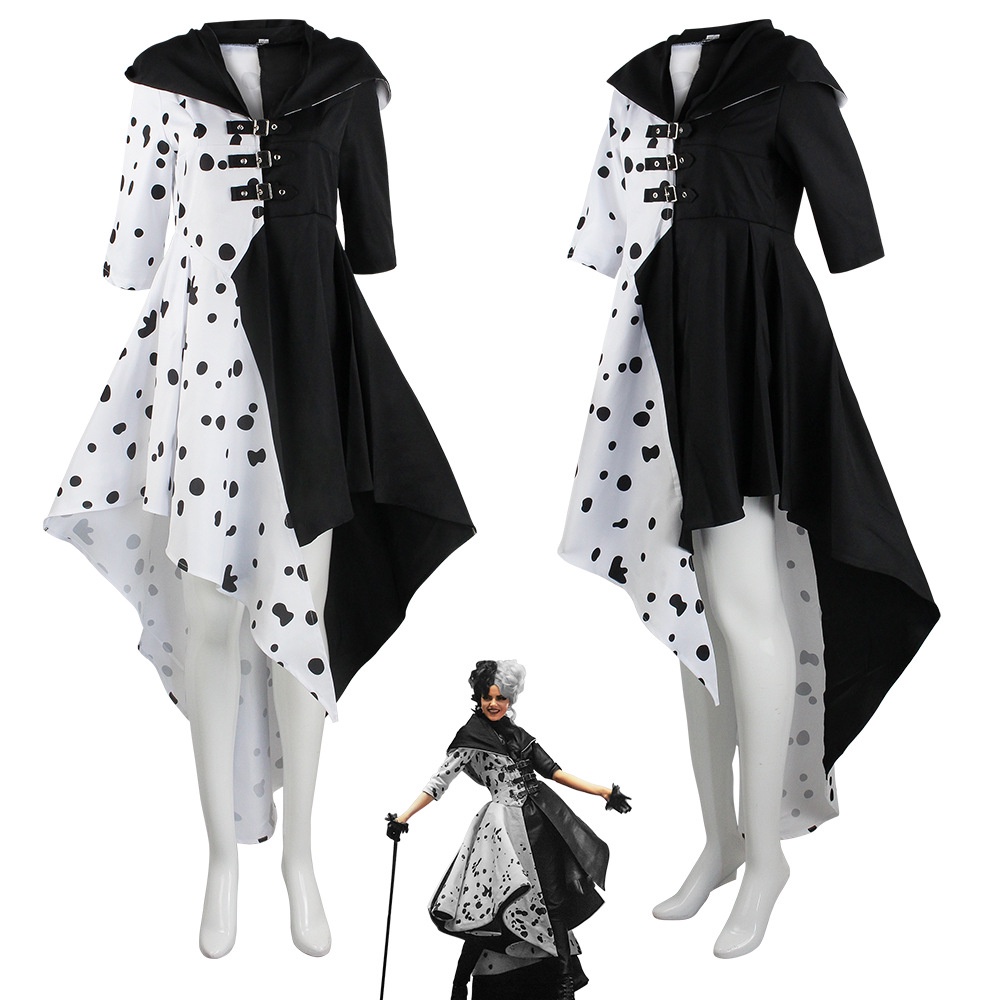 101 Dalmatians Black White Witch Cruella de Deville cosplay Dress ...