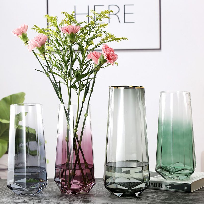 Light luxury Phnom Penh Stained Glass Vase Transparent Lily Rose Flower Arrangement Hydroponic Nordi