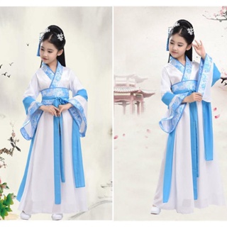 Available in Stock kids chinese Hanfu for girls Ancient Costume Girls' Han Chinese Costume Summer 9-Year-Old Fairy Princess Dress Performance Wear Little Girl Ancient Clothes #8