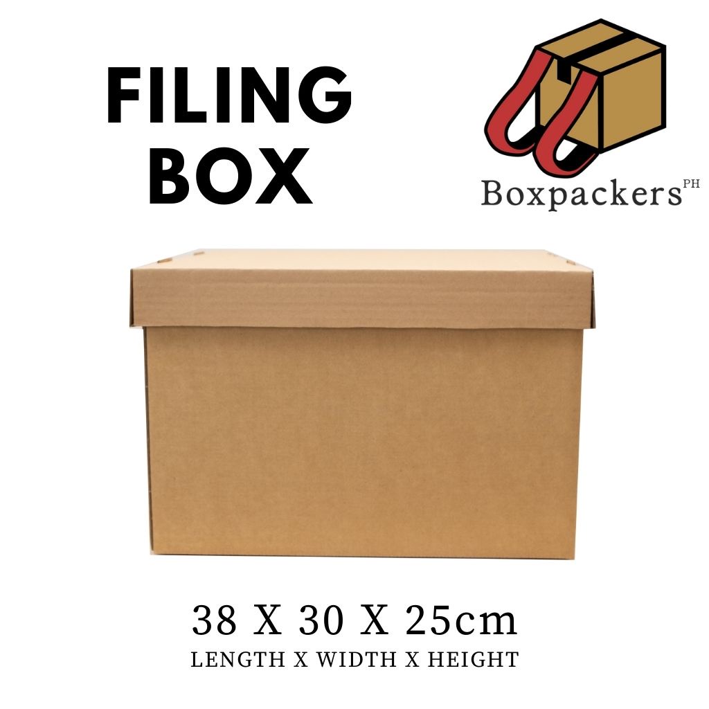 BOXPACKERSPH Corrugated Filing Box Container Office File Box File Legal Size A4 38 x 30 x 25 CM