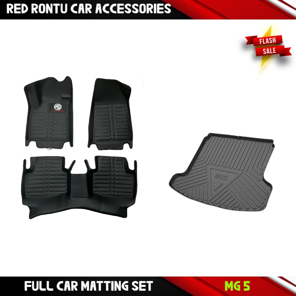 MG 5 Full Car Matting Set MG5 Diamond Deep Dish Matting with Cargo