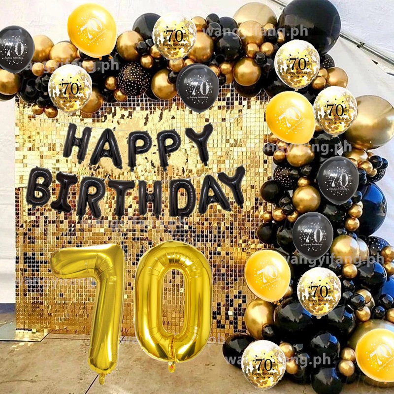 1set Of 65pcs Birthday Black Gold Balloon Garland Arch Kit Happy Gold