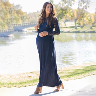Sling Bag Design Maternity Photography Outfit Maxi Gown Women Lace Long Dress Sleeve Pregnancy Outdo #3
