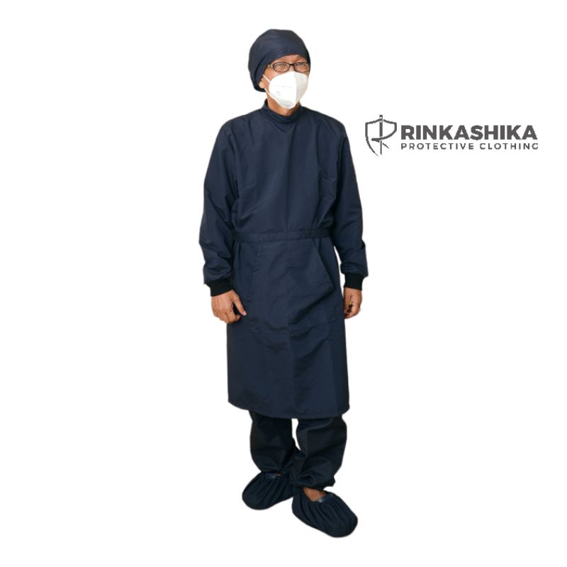 "Basic" Navy Blue Isolation Gown PPE Lab Gown Smock Gown Shopee
