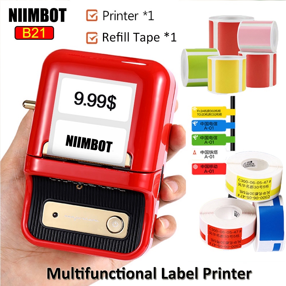 Niimbot B21 Label Printer Portable Wireless Bluetooth Thermal Label Maker Sticker Printer Or B21 0848