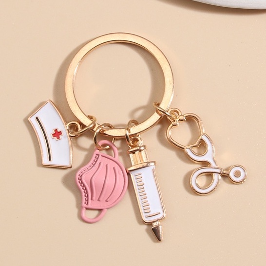 Medico Keychain Injection Syringe Stethoscope Nurse Cap Key Ring ...