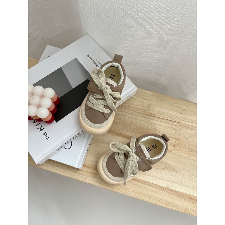 Three Seasons Canvas Shoes Children Korean Casual Boys Soft-Soled Cloth Girls Ugly Cute Color Matching Velcro Sneakers